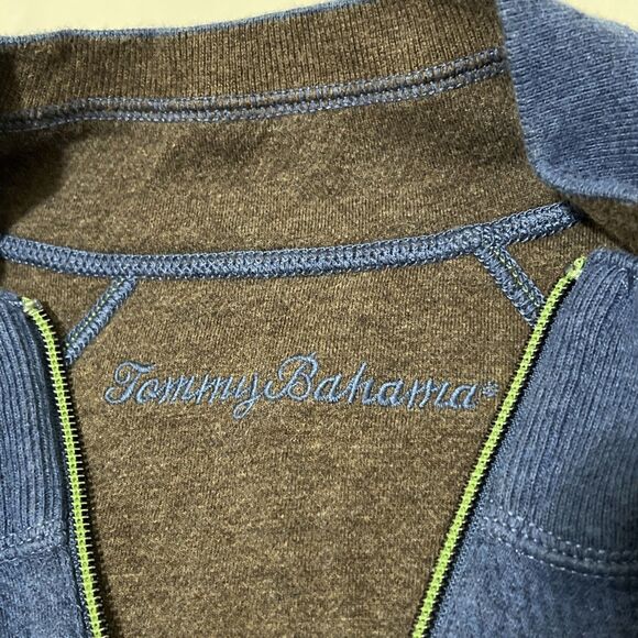 Tommy Bahama Pullover Mens ~XL Green Blue Reversible 1/4 Zip Knit Chest 24” - Picture 6 of 13